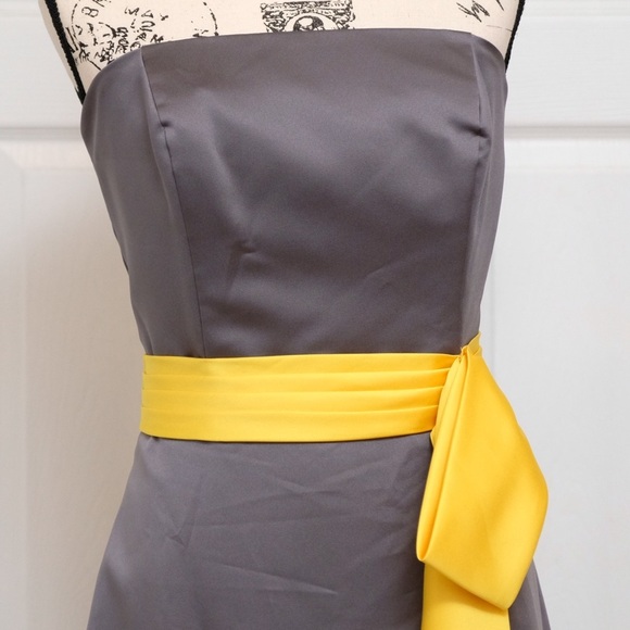 Alfred Angelo Gown Charcoal & Canary yellow floor length lace up back Bridal - Picture 10 of 10